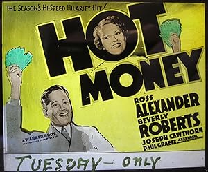 ANTIQUE MOVIE PHOTO SLIDE HOT MONEY 1936 $ BILL NUMISMATIC COMING ATTRACTIONS