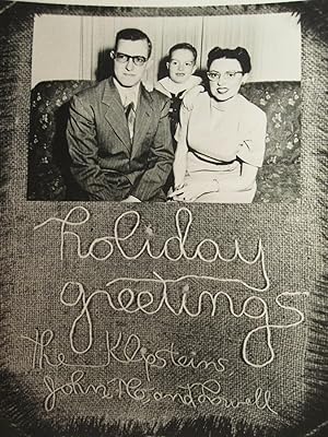 VINTAGE 1949 SEASONS GREETINGS KLIPSTEINS BURLAP & TREE BRANCH UNUSUAL FUN PHOTO