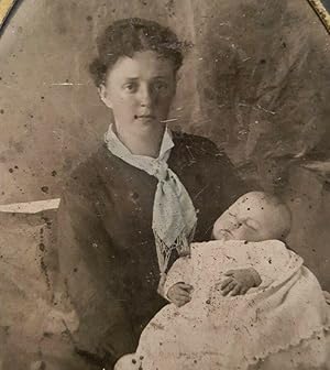 ANTIQUE VINTAGE AMERICAN VICTORIAN POST MORTEM LIFE DEATH LOSS MOM TINTYPE PHOTO