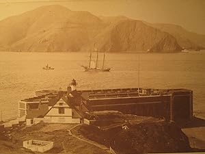 ANTIQUE SAN FRANCISCO 1880 FORT POINT SCHOONER TUG BOAT LONE SOLDIER RARE PHOTO
