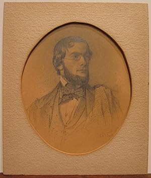 ANTIQUE 1848 MASTER ARTIST SIGNED PENCIL PORTRAIT DRAWING HANDSOME VICTORIAN MAN
