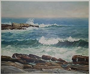 VINTAGE AMERICAN IMPRESSIONIST PEMAQUID MAINE COAST OCEAN FINE ART OIL PAINTING