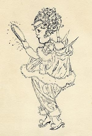ANTIQUE 1913 FINE ART INK ILLUSTRATION ANGEL GIRL AMERICAN FEMALE ARTIST IL WOW