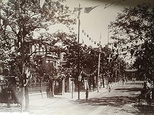 ANTIQUE VINTAGE CHINA CHINESE TURN 19th CENTURY SHANGHAI THE BUND FLAGS PHOTO