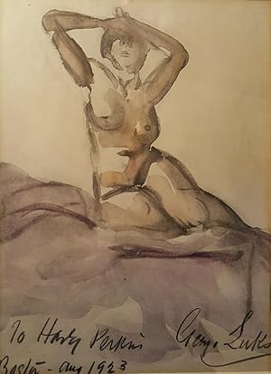 Seller image for ANTIQUE GEORGE LUKS ASHCAN NYC ARTIST BOSTON MA NUDE LADY 1923 FINE ART PAINTING for sale by 21 East Gallery