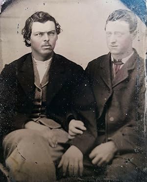 ANTIQUE VICTORIAN AMERICAN MEN BFFs GINGER ARTISTIC DUDES GAY INT TINTYPE PHOTO