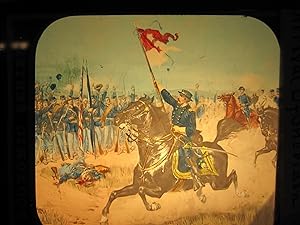 ANTIQUE CIVIL WAR GENERAL SHERIDAN FLAG PAINE COLLECT. MAGIC LANTERN SLIDE PHOTO