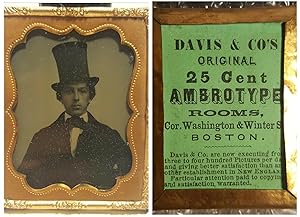 ANTIQUE AMERICAN TOP HAT DAVIS DOWNTOWN CROSSING BOSTON MA BOY AMBROTYPE PHOTO