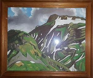 VINTAGE MOUNTAIN PASTEL PAINTING GENEVA SWISS PIERRE GUINAND EXPRESSIONISM ART