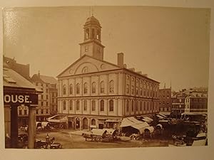 ANTIQUE 1872 - 1875 BOSTON MA FANEUIL HALL CURLED HAIR STAR BOY WINE SIGN PHOTO