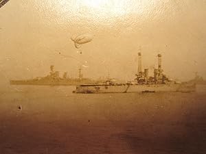 ANTIQUE USS TEXAS VIEW OF USS NEW YORK SHIP US BRITISH FLEET RARE 1914-15 PHOTO