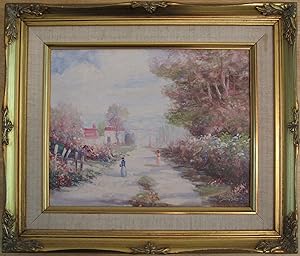 VINTAGE AMERICAN IMPRESSIONIST PAINTING INTERIOR DECORATE BEVERLY HILLS CHICAGO