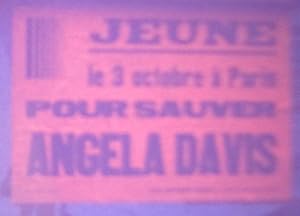 VINTAGE 1971 PARIS FRANCE ANGELA DAVIS BLACK PANTHER PARTY POSTER SLIDE PHOTO