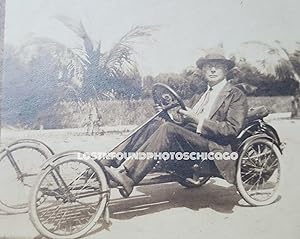 ANTIQUE VINTAGE EARLY RARE CYCLECAR PALM BEACH FLORIDA FL OLD STEREOVIEW PHOTO