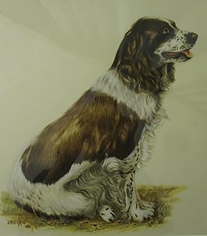 VINTAGE ARTHUR R. EAKIN SPANIEL FLUSHER BIRD HUNTING DOG LISTED ARTIST PAINTING