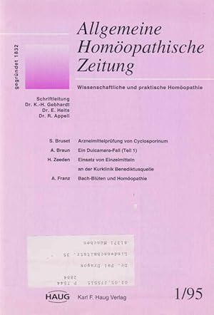 Seller image for 1 / 95. AHZ. Band 240. Allgemeine Homopathische Zeitung. Wissenschaftliche und praktische Homopathie. for sale by Fundus-Online GbR Borkert Schwarz Zerfa