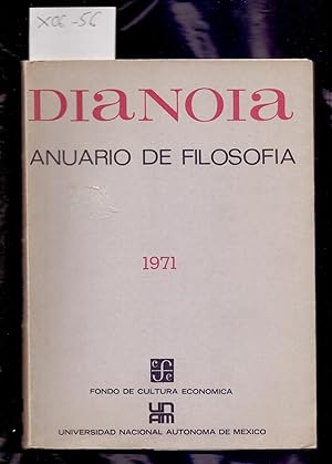 Bild des Verkufers fr DIANOIA, ANUARIO DE FILOSOFIA, 1971 zum Verkauf von Libreria 7 Soles