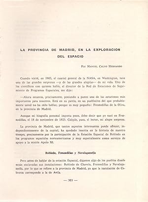 Bild des Verkufers fr LA PROVINCIA DE MADRID, EN LA EXPLORACION DEL ESPACIO (9 PAGINAS ORIGINALES DEL AO 1970, ESTUDIO COMPLETO TEXTO INTEGRO) zum Verkauf von Libreria 7 Soles