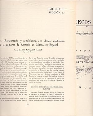 Imagen del vendedor de RESTAURACION Y RECOPILACION CON ACACIA MOLLISIMA, DE LA COMARCA DE RAMAILIA EN MARRUECOS ESPAOL (17 PAGINAS ORIGINALES DEL AO 1950, ESTUDIO COMPLETO TEXTO INTEGRO) a la venta por Libreria 7 Soles
