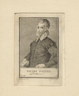 Pietro Facini, pittore. (Ritrattino a mezza figura, di 3/4 verso sinistra, con la mano sinistra c...