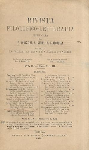 RIVISTA filologico-letteraria pubblicata da F. Corazzini, Ad. Gemma, B. Zandonella. Vol. II. Fasc...