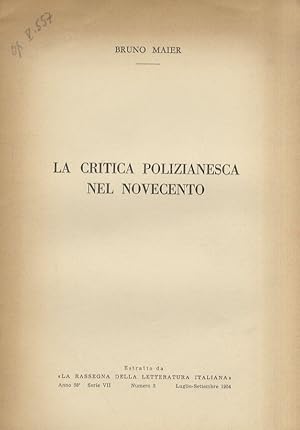 Bild des Verkufers fr La critica polizianesca nel Novecento. Estratto da "La Rassegna della letteratura italiana". zum Verkauf von Libreria Oreste Gozzini snc