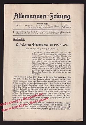 Burschenschaft Allemannia: Allemannen - Zeitung - N°1 /1937 - 20.Jhg. - Werner,Paul (Schriftleitung)