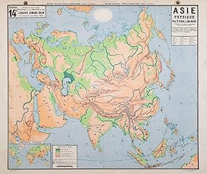 Carte 14 & 14 bis. Asie Physique. Collection de Cartes Murales Parlantes au recto Muettes au vers...