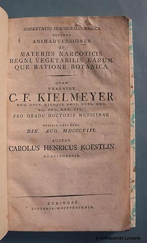 Bild des Verkufers fr Animadversiones De Materiis Narcoticis Regni Vegetabilis Earumque Ratione Botanica. zum Verkauf von Antiquariat Lycaste