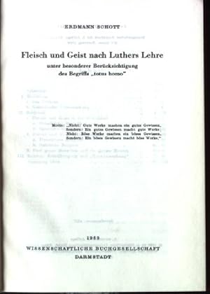 Bild des Verkufers fr Fleisch und Geist nach Luthers Lehre unter besonderer Bercksichtigung des Begriffs "totus homo" zum Verkauf von books4less (Versandantiquariat Petra Gros GmbH & Co. KG)