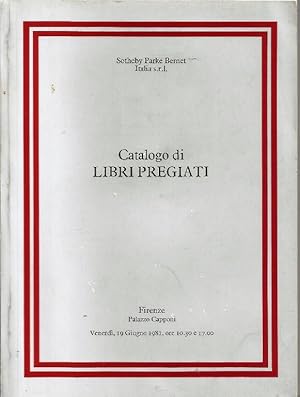 Sotheby catalogue. Catologo di Libri Pregiati