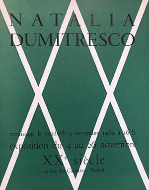 Natalia Dumitresco. Vernissage le vendredi 4 novembre 1960 à 16h. Exposition du 4 au 26 novembre....