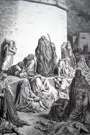 Seller image for DEUIL DE JERUSALEM APRES SA RUINE GUSTAVE DORE GRAVURE PRINT LA BIBLE 1874 RG06 for sale by Librairie RAIMOND