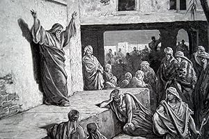 Seller image for MICHEE ISRAEL PENITENCE GUSTAVE DORE GRAVURE PRINT BIBLE 1874 RG20 for sale by Librairie RAIMOND