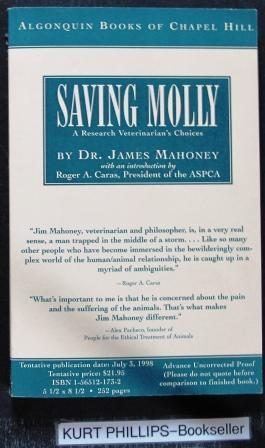 Immagine del venditore per Saving Molly: A Research Veterinarian's Hard Choices for the Love of Animals venduto da Kurtis A Phillips Bookseller