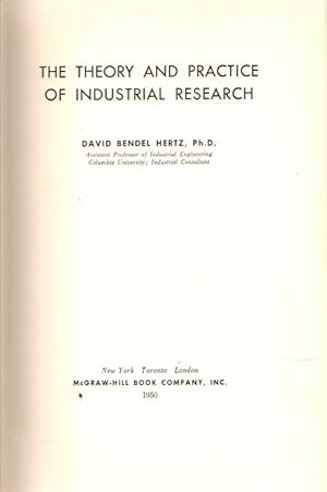 Image du vendeur pour The theory and practice of industrial research . mis en vente par Librera Astarloa