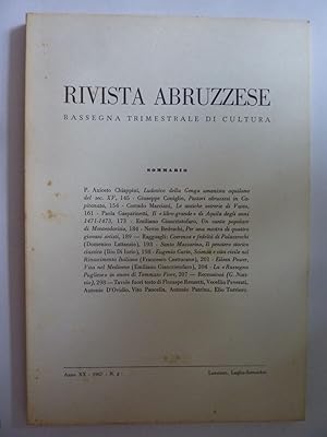 Immagine del venditore per RIVISTA ABRUZZESE Rassegna Trimestrale di Cultura Anno XX 1967 N. 3 Lanciano, Luglio - Settembre venduto da Historia, Regnum et Nobilia