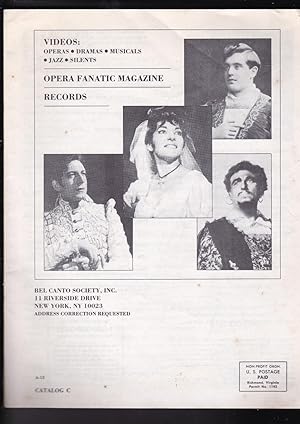 Immagine del venditore per Opera Fanatic Magazine, Records. Videos: Opera, Dramas, Musicals, Jazz, silents Catalog C venduto da Meir Turner