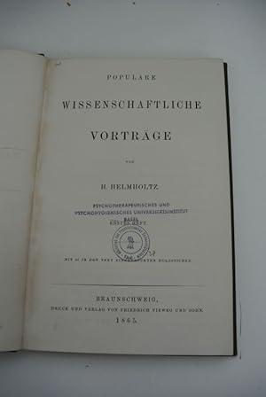 Immagine del venditore per Populre wissenschaftliche Vortrge. Heft 1. venduto da Antiquariat Bookfarm