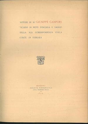 Notizie di M.r Giuseppe Campori Vicario di Pieve Fosciana