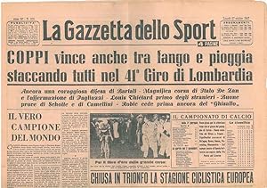 La Gazzetta dello Sport. Anno 51°, N. 255 del 27 ottobre 1947. Coppi vince anche tra fango e piog...