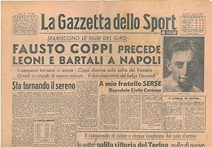 La Gazzetta dello Sport. Anno 51° n.130, 2 giugno 1947. Fausto Coppi precede Leoni e Bartali