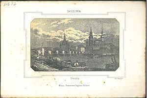 Litografia della veduta di Dresda in Sassonia