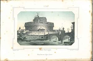 Litografia della veduta di Castel Sant'Angelo