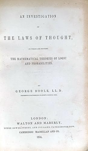 George Boole, Laws of Thought, First Edition - AbeBooks