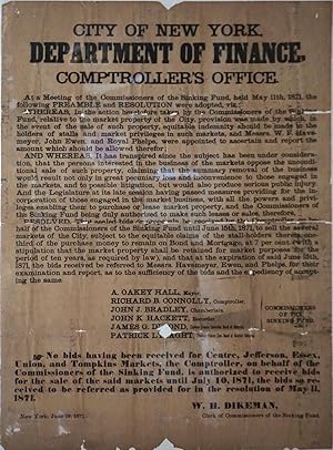 Tammany Hall sale of city food market property: City of New York, Department of Finance, Comptrol...