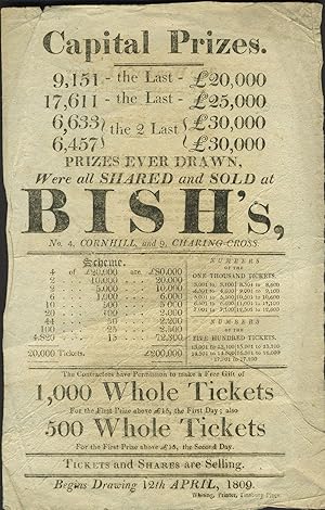 English Lottery handbill with song on verso