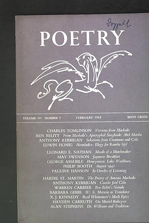 Image du vendeur pour Reed Whittemore's Mock Epics; in: Vol. 101 No. 5 Poetry - A Magazine of Verse; mis en vente par books4less (Versandantiquariat Petra Gros GmbH & Co. KG)