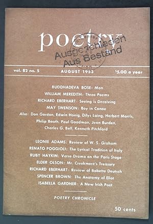 Bild des Verkufers fr The Lyrical Tradition of Italy; in: Vol. 82 No. 5 Poetry - A Magazine of Verse; zum Verkauf von books4less (Versandantiquariat Petra Gros GmbH & Co. KG)