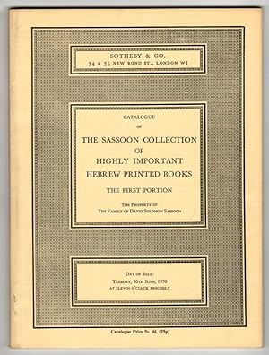 Catalogue of the Sassoon collection of highly important Hebrew printed books. Part 1-2